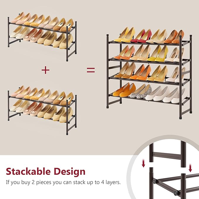 Tajsoon 2 Tier Expandable Shoe Rack - Image 4