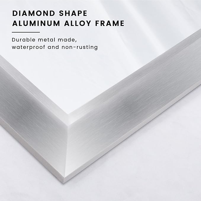 Amorho 60 X40 Inch Bathroom Mirror Silver, Thick Metal Framed Wall Mirrors - Image 2