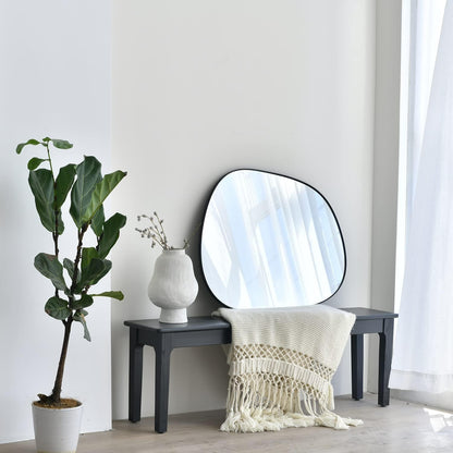 ELEHUME Asymmetrical Wall Mirror for Decor 17.5"*22.5", Modern Black Framed Wall Mirror for Living Room Bathroom Bedroom Entryway ELE-STOU-0066B