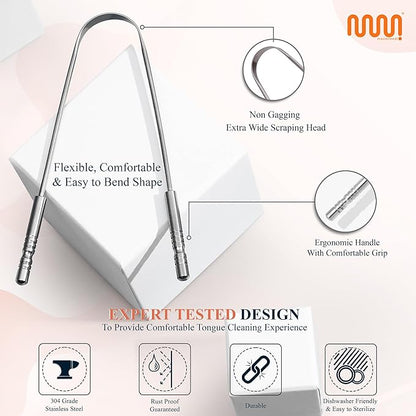 MasterMedi Tongue Scraper with Multicolor Cases, 100% Stainless Steel, Tongue - Image 4