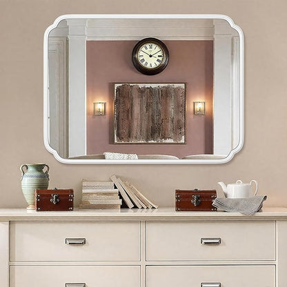 White Bathroom Vanity Mirror for Over Sink 30" x 40" Modern Rounded Corner - Image 3