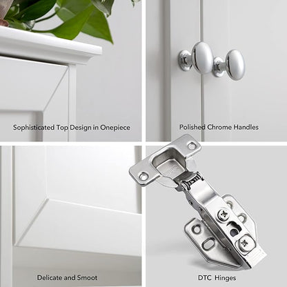 White Bathroom Wall Cabinet Over The Toilet Storage Cabinet, 24x30 Inch Wood - Image 5