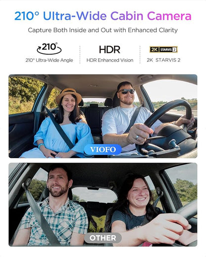 VIOFO A329S 4K 3 Channel Dash Cam, 4K Front + 2K Cabin Fisheye + 2K Rear - Image 4