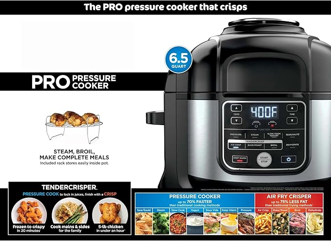 Ninja Foodi 10-in-1 Pressure Cooker & Air Fryer Combo, 6.5 Qt Stainless Steel - Image 7