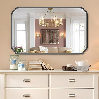 White 30"x48" Bathroom Mirror for Wall, Large Bathroom Vanity Mirror, Rounded - Image 3