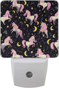 Pigsaly Led Night Light Unicorn Pink Horse Moon Night Light Plug in Wall Lamp by Pigsaly