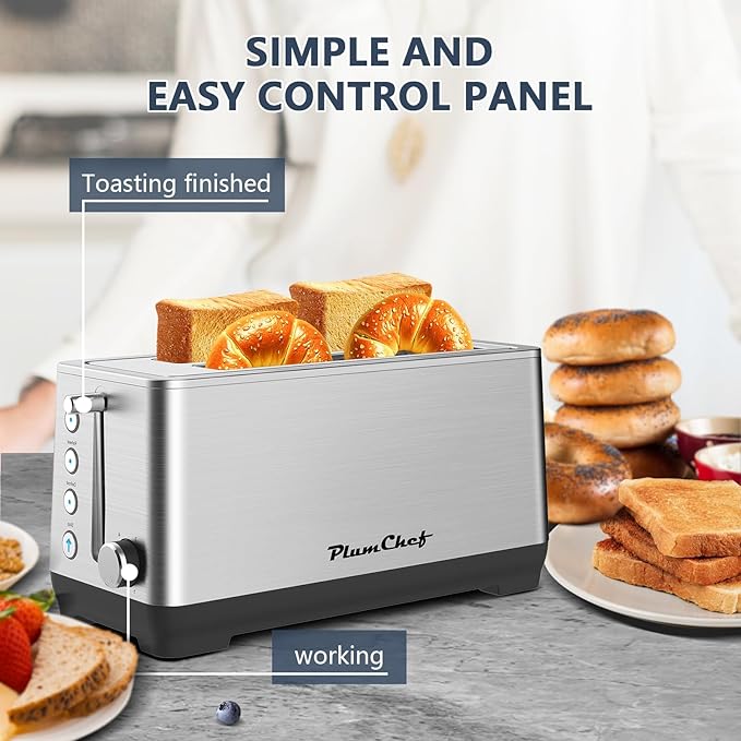 4-Slice Toaster, Extra Wide Long Slot Toaster, 6 Browning Settings, - Image 4
