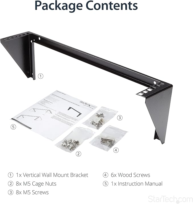StarTech.com 2U Vertical Wall Mount Patch Panel Bracket - Image 2