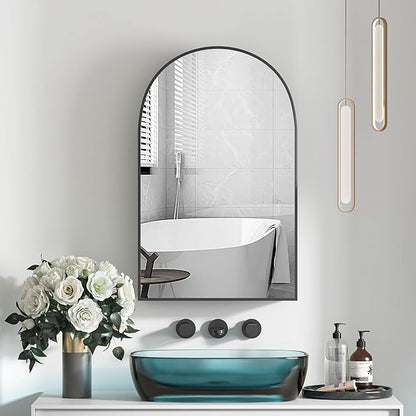 Arched Medicine Cabinet Mirror for Bathroom, Brushed Black Arch Mirror Cabinet - Image 7