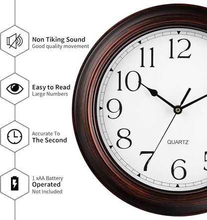 KECYET 12 Inch Wall Clocks Battery Operated Silent Non-Ticking Wall Clock - Image 6
