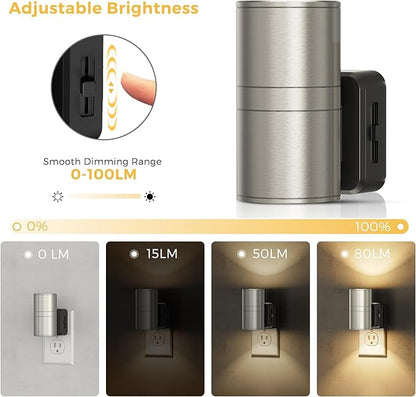 L LOHAS LED Night Light, Dimmable Night Lights Plug into Wall, Metal-Shade - Image 2