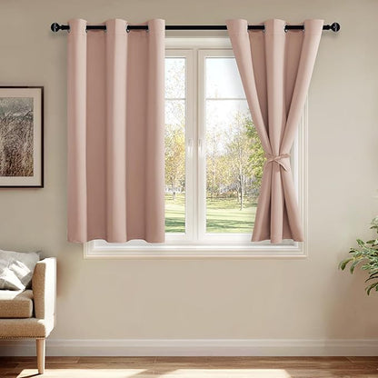 JIUZHEN Blackout Curtains with Tiebacks by JIUZHEN