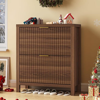 Shoe Cabinet Storage for Entryway, Fluted Shoe Cabinet by YomiluveDesign