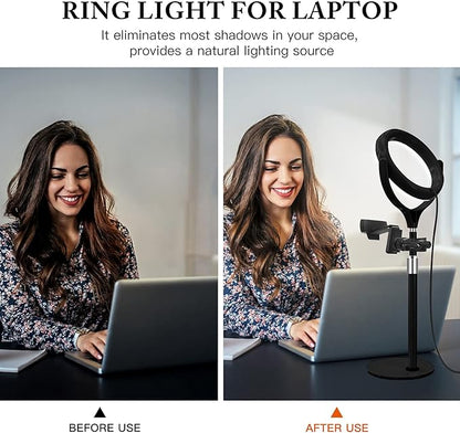 8 inch Desk Ring Light with Stand, Adjustable Computer Circle Light - Image 4