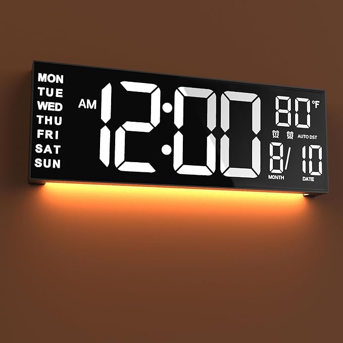 JALL 16" Large Digital Wall Mount Clock, Count Down Timer, Big LED, Temperature by JALL