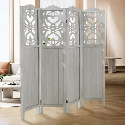 ALeesing 4 Panel Room Divider Fully Assembled, Carved Room Dividers and Folding by ALeesing
