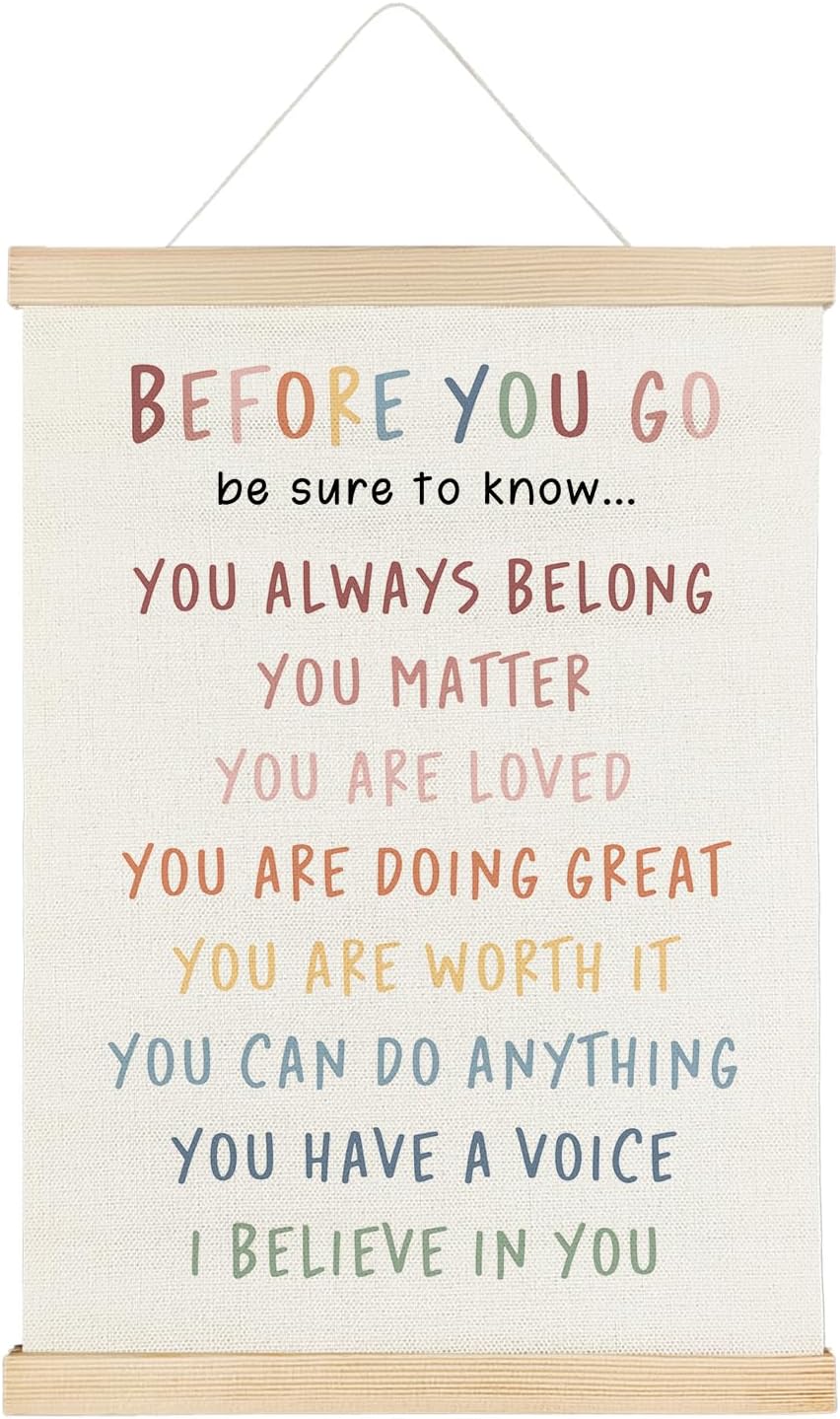SereneHanctuary Boho Inspirational Classroom Wall Art Decor, Before You Go Be Sure to Know Positive Daily Affirmation Poster Hanger Frame for Classroom Kids Room Playroom Decor, 12x16 Inch