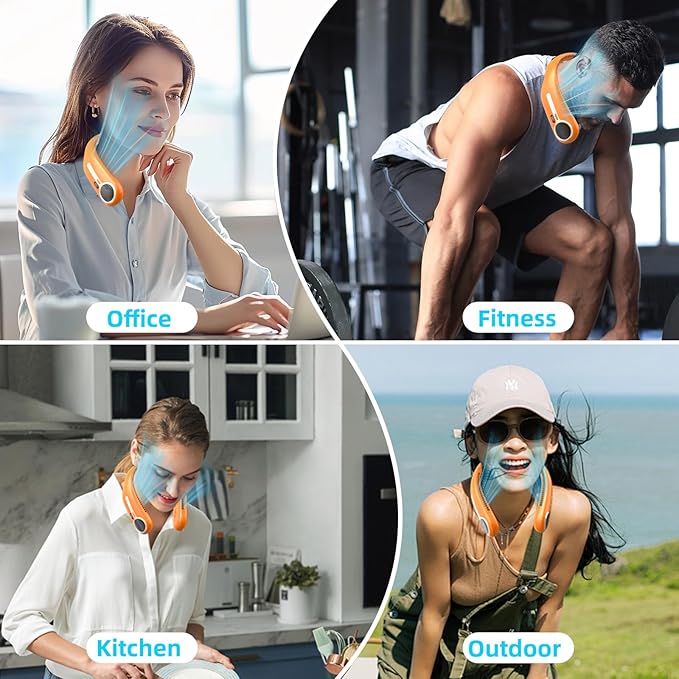 Portable Neck Fan, Hands Free Personal Wearable Bladeless Fan, 6000mAh USB - Image 4