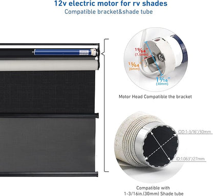 Rollerhouses DM25DS 12V RV Electric Roller Shade Replacement Motor RV Motorized - Image 5