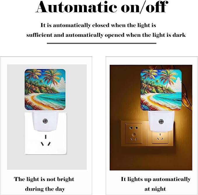 FSHVQKD Seaside Town Night Light, Plug Into Wall Decor - Image 3