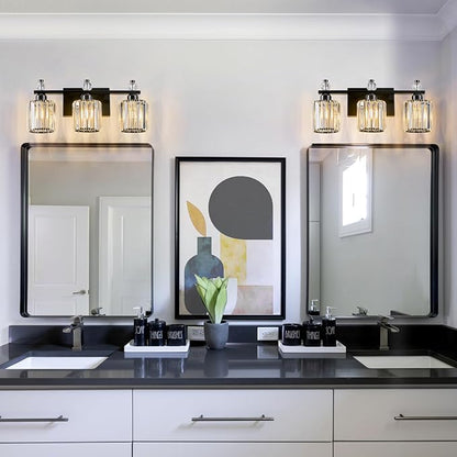 FDPBY Bathroom Vanity Lights 3-Light Plating Black Modern Crystal Vanity Light - Image 3