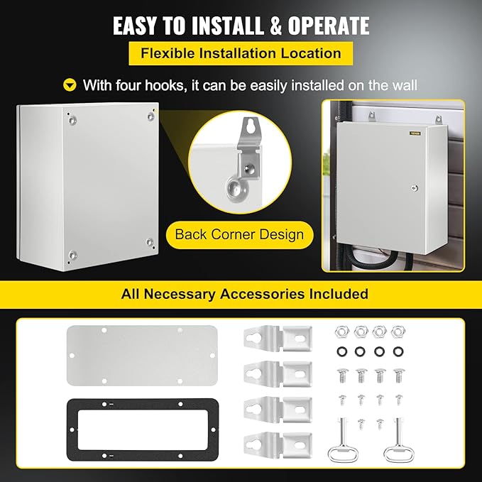 VEVOR NEMA Steel Enclosure, IP66 Waterproof & Dustproof, Outdoor/Indoor - Image 6