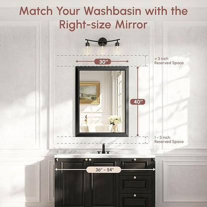 USHOWER Rectangular Bathroom Mirror, 30x40 Wall Mirror, Mirrors - Image 8