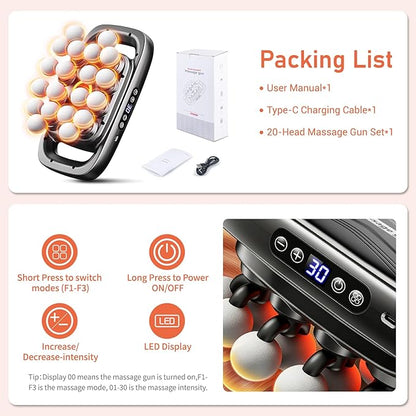 20 Head Massage Gun, Deep Tissue Percussion Back Massager - Image 5