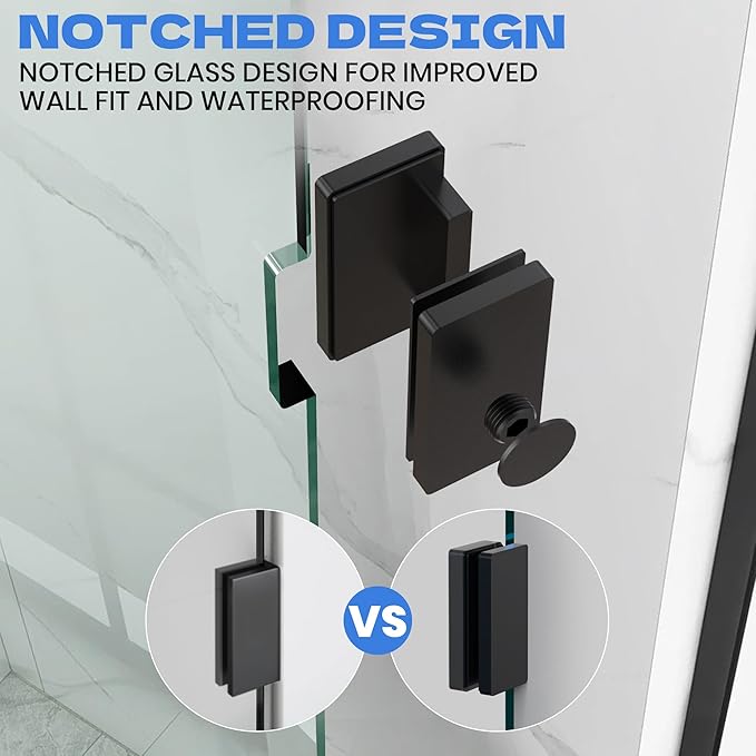 34" W x 78.75" H Shower Screen, Fixed Frameless Shower Glass Panel - Image 5