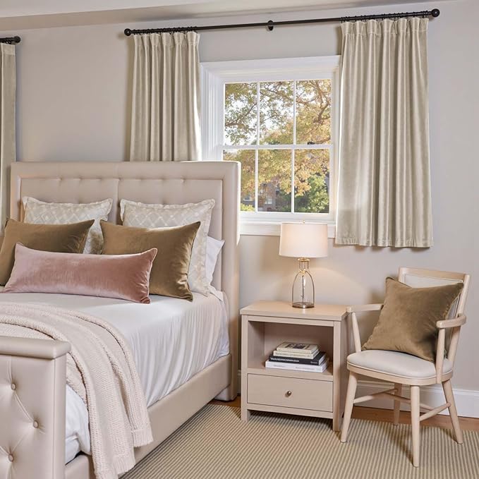 Lazzzy Velvet Blackout Curtains Thermal Insulated Room Window Drapes Super Soft - Image 4