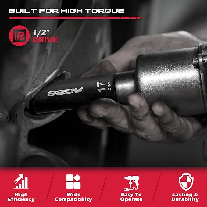 29-Piece 1/2" Drive Impact Socket Set, SAE and Metric Sizes - Image 2