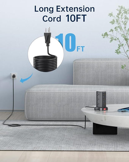AnnTane Surge Protector Power Strip 10 FT Cord, Power Strip Tower - Image 5