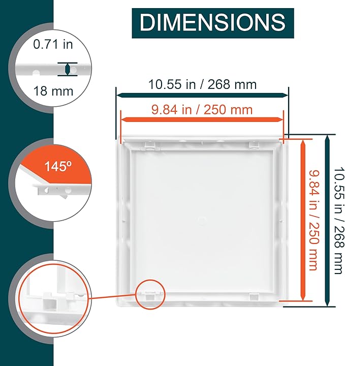 10 x 10 White Plastic Access Panel. Service Shaft Door Panel. Plumbing - Image 2
