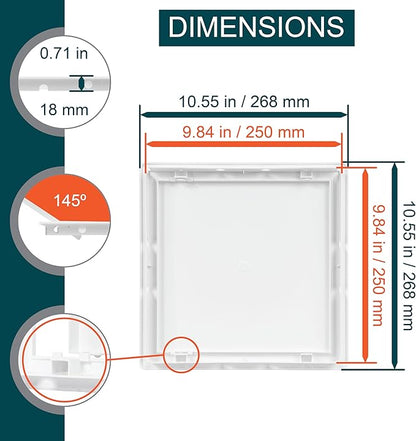 10 x 10 White Plastic Access Panel. Service Shaft Door Panel. Plumbing - Image 2