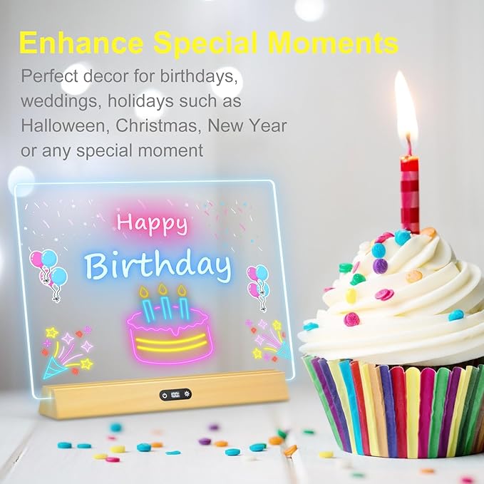 LED Note Board with Colors, Rechargeable 17-Inch Doodle Glow 9-Mode Light Up - Image 6
