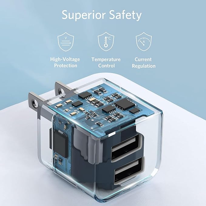 USB Wall Charger, Charger Block, Dual A Port Plug Cube, Power Adapter Charging - Image 4