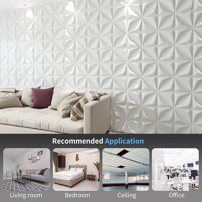 Art3d 19.7" x 19.7" 3D Wall Panels Lucky Leaves PVC Wall Panel - Image 2