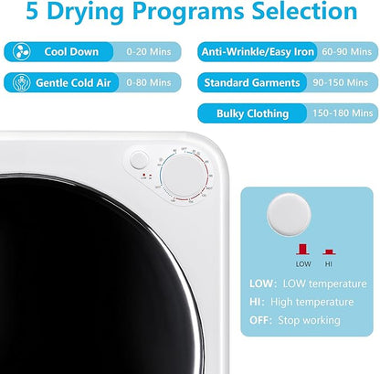 1.7 Cu.Ft Portable Clothes Dryer, 800W Front Load Compact Laundry Dryer Machine - Image 2