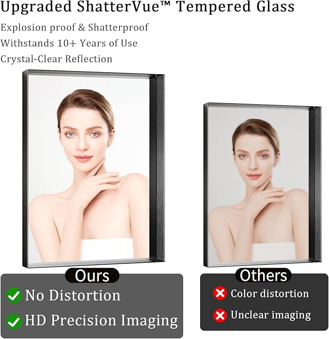 Koonmi 30x40 Inch Black Metal Framed Bathroom Mirror - Image 6