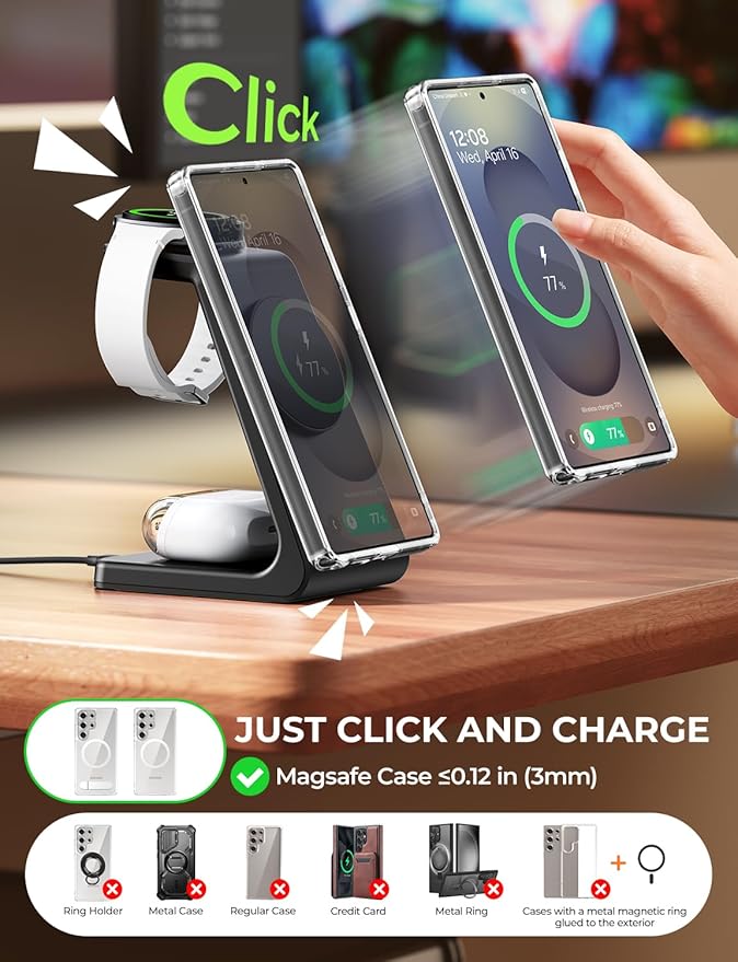 Magnetic Wireless Charger for Samsung, 3 in 1 Mag-Safe Charging Station for - Image 8