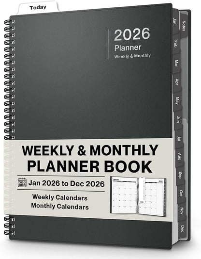 Dunwell 2026 Planner Book 8.5x11, Weekly Monthly Calendar, Jan to Dec, Large by Dunwell