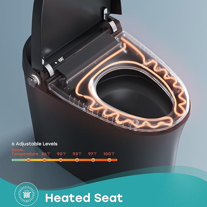 HOROW Black Smart Toilet with Pump and Bidet Built In, Bidet Toilet with Auto - Image 5