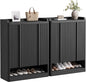 Fluted Shoe Cabinet, 25 Pair Shoe Storage Organizer Cabinet, Mid-Century Wooden by YANSNWO