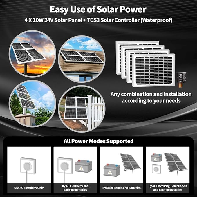 TOPENS DKC2000S Solar Sliding Gate Opener Chain Drive Automatic Gate Motor - Image 5