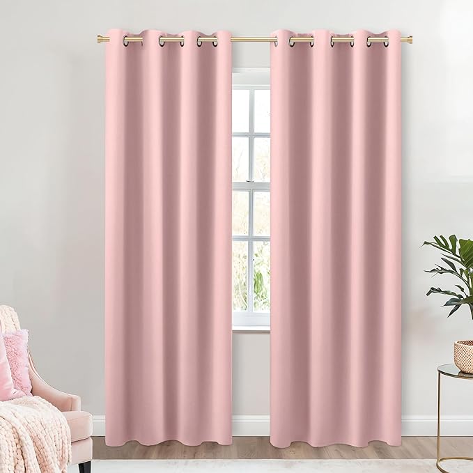 KOUFALL Blush Pink Blackout Curtains by KOUFALL
