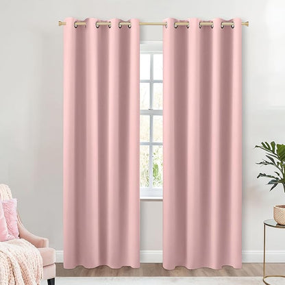 KOUFALL Blush Pink Blackout Curtains by KOUFALL