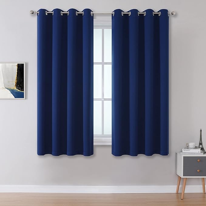 DUALIFE Navy Blue Blackout Curtains 54 Inch Length by DUALIFE