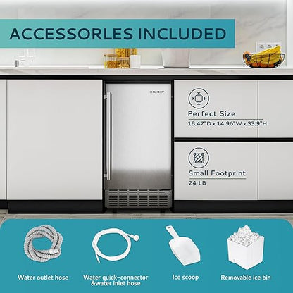 Commercial Ice Maker Machine 85Lbs/Day, 24Lbs Storage, Built-in Undercounter - Image 7