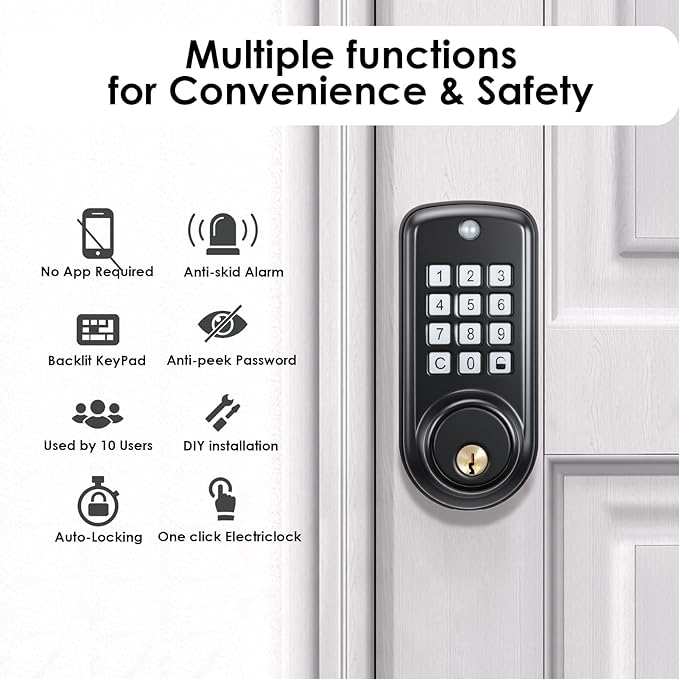 Smart Lock, Keyless Entry Door Lock, Password Mechanical Key 2 Unlocking - Image 8