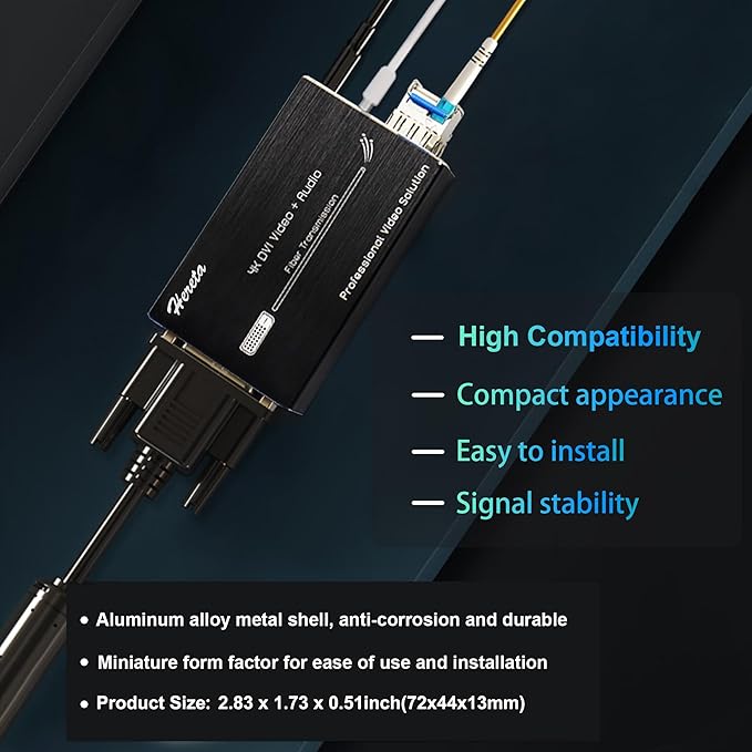 Hereta Mini 4K@60Hz HD DVI Fiber Video Extender DVI to Fiber Converter Optical - Image 5